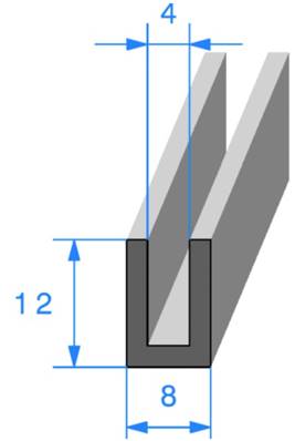 Profil REF 838- joint en U - EPDM Noir -70 Shores A+/-5