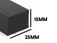 Bande Cellulaire EPDM avec 4 Faces Croutées largeur 25 mm Epaisseur 15 mm