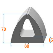 Profile Butoir REF DDN80-80X70 MM-EPDM Noir -70 Shores A+/-5