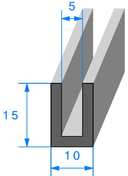 PROFILE REF 124 -SEAL IN U-EPDM BLACK-70 SHORE A ±5