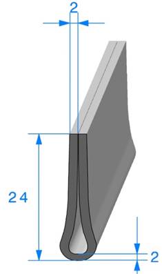 Profil REF 130C - joint en U - EPDM Noir -65 Shores A+/-5