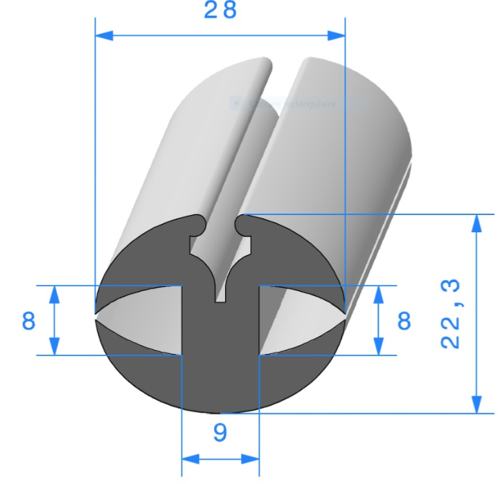 Profil REF 309- Joint pour Glaces et Pare-brise - EPDM noir 70 Shores A+/-5