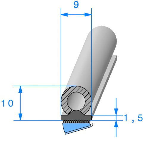 Profil REF 734- Bi-Composant EPDM 90 Shores A+/-5 Et Cellulaire