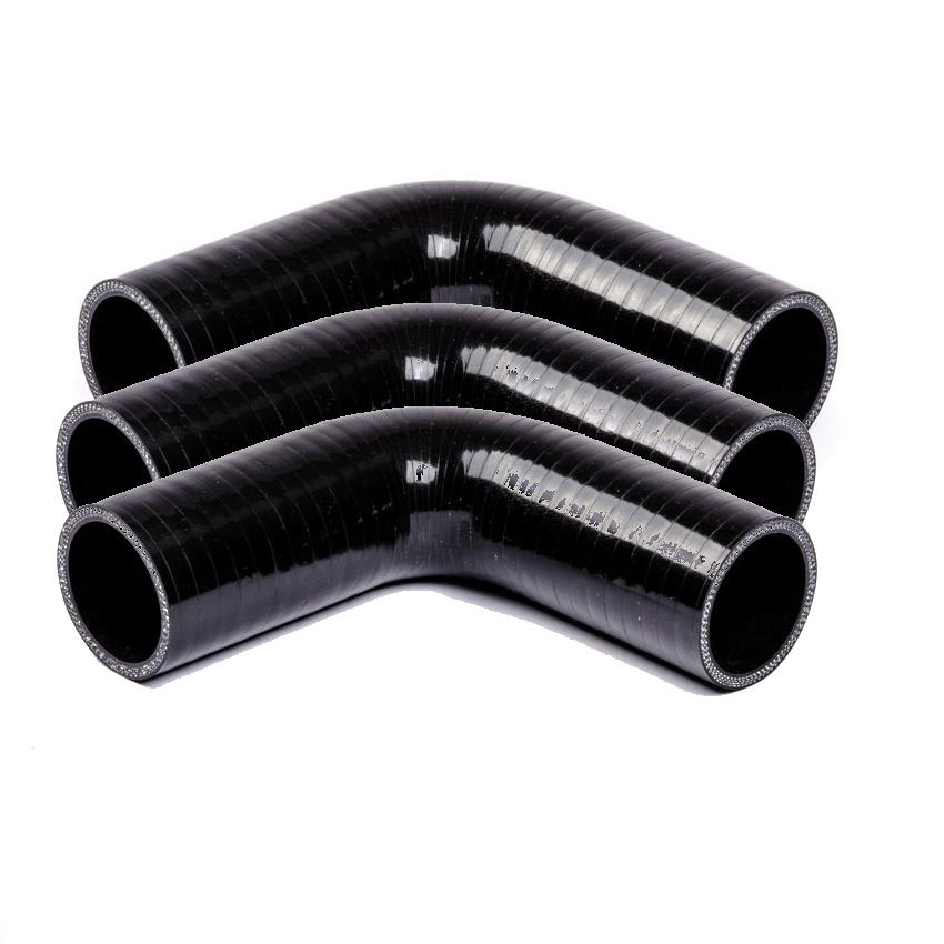 Coude 90° Silicone  Noir - Øinterieur 76 mm