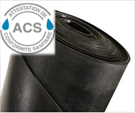Feuille EPDM ACS noir Epaisseur 3 mm hauteur 1400 mm pour eau potable
