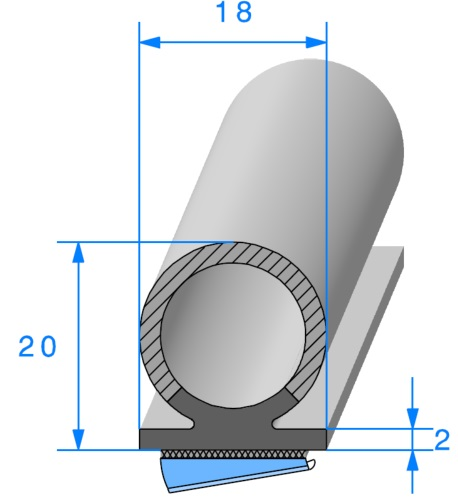 Profil REF 697- Bi-Composant EPDM 90 Shores A+/-5 Et Cellulaire