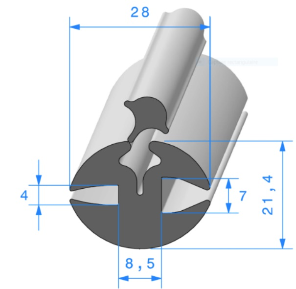 Profil REF 788- Joint pour Glaces et Pare-brise - EPDM noir 65 Shores A+/-5
