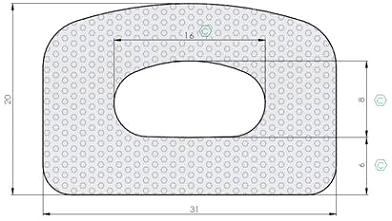 Profilé Cellulaire Silicone Blanc - 30 X 20 mm avec Trou central 16x8 mm