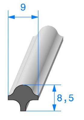 Profil REF 270 - Joint Clé 9X8.5 -EPDM noir 70 Shores A+/-5