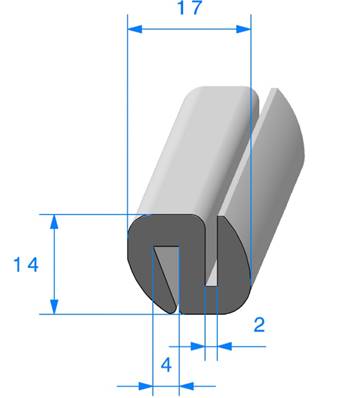 Profil REF 336- Joint pour Glaces et Pare-brise - EPDM noir 70 Shores A+/-5