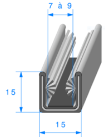 Profil REF 405 - Coulisse de Vitre Feutrée Armée Noir