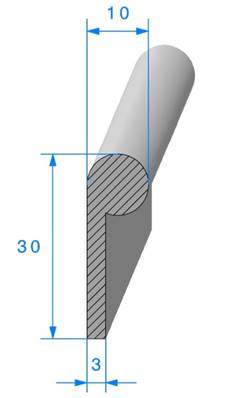 Profil REF 23 - joint en P-Mousse EPDM NOIR-DENSITÉ 0,5g/cm3