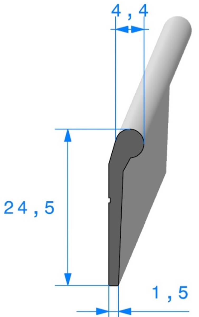 Profil REF 235 - joint en P - EPDM Noir -70 Shores A+/-5