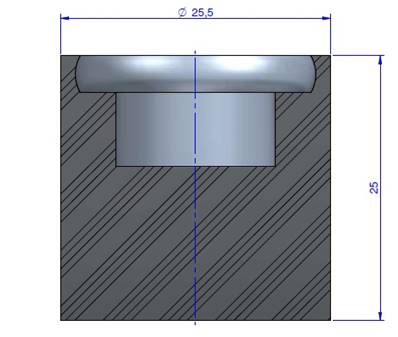 Butée Simple Type Femelle Ø25.5X 25 mm -Pas de Vis M8 - 55 Shore