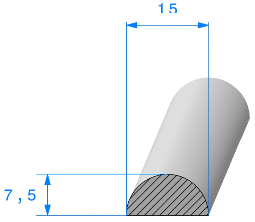 Joint Cellulaire Demi Rond REF DCM15- Mousse EPDM Noir -Ø15 MM