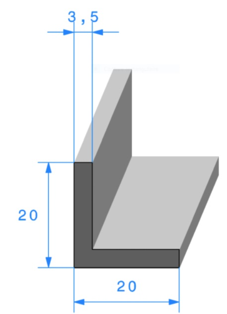 Profil REF 812 - joint en L - EPDM Noir -70 Shores A+/-5