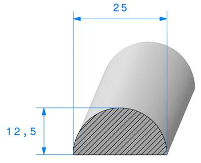 Joint Cellulaire Demi Rond REF DCM25- Mousse EPDM Noir -Ø25 MM