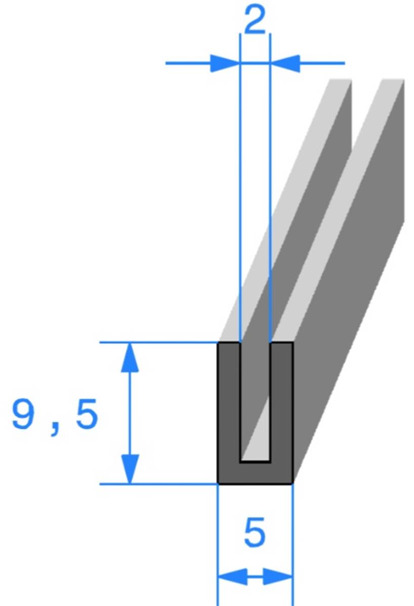 EP 0022 - JOINT EN U POUR TOLE DE 2 MM- lg 25m