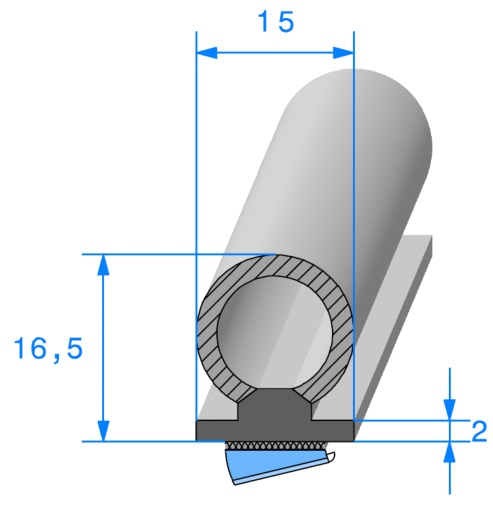 Profil REF 323 - joint en U - EPDM Noir -70 Shores A+/-5