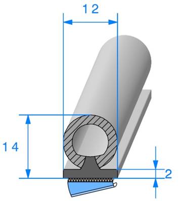 Profil REF 733- Bi-Composant EPDM 90 Shores A+/-5 Et Cellulaire