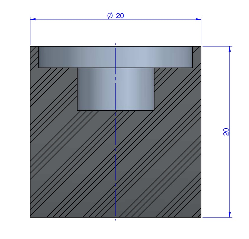 Butée Simple Type Femelle Ø20 X 20 mm -Pas de Vis M6 - 55 Shore