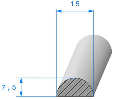 Joint Cellulaire Demi Rond REF DCM15- Mousse EPDM Noir -Ø15 MM