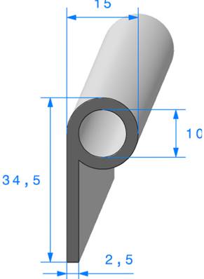 Profil REF 850 - joint en P - EPDM Noir -65 Shores A+/-5