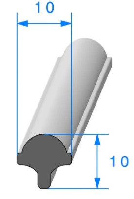 Profil REF 289 - Joint Clé 10X10 -EPDM noir 70 Shores A+/-5