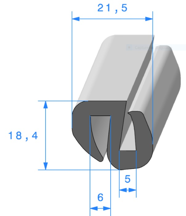 Profil REF 369- Joint pour Glaces et Pare-brise - EPDM noir 70 Shores A+/-5