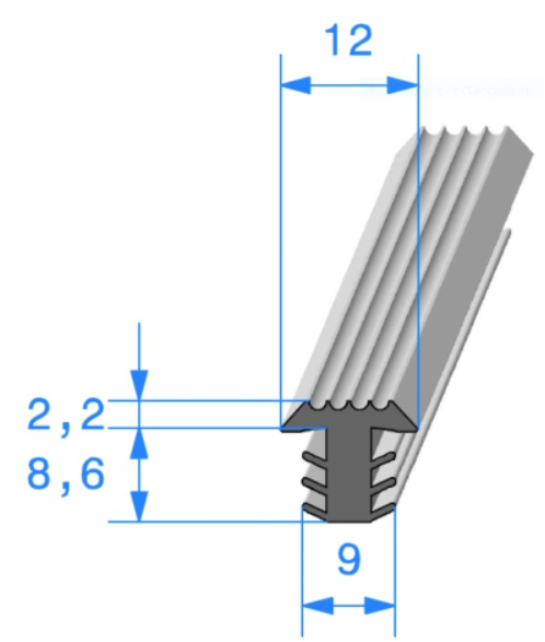 Profil REF 837 - Joint En T -EPDM Noir -70 Shores A+/-5