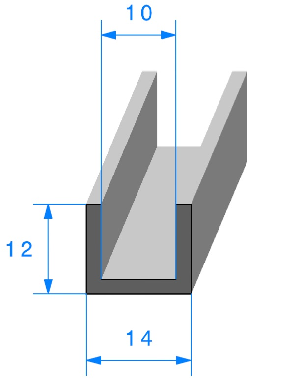 Profil joint en forme de U en caoutchouc - Azur Caoutchouc
