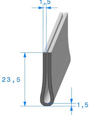 Profil REF 130B - joint en U - EPDM Noir -65 Shores A+/-5