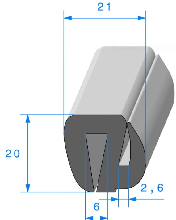 Profil REF 255 - Joint pour Glaces et Pare-brise - EPDM noir 70 Shores A+/-5