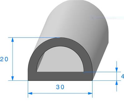 Profil REF 284-Joint Demi-Rond- EPDM Noir -70 Shores A+/-5