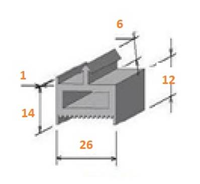 Profil REF ACF00087A-Joint Chambre Froide Harpon Rectangulaire-EPDM Noir-70 Sh