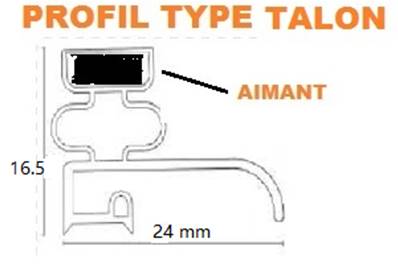 Profile ref JR9B joint de Réfrigérateur Talon Avec Aimant - Blanc -
