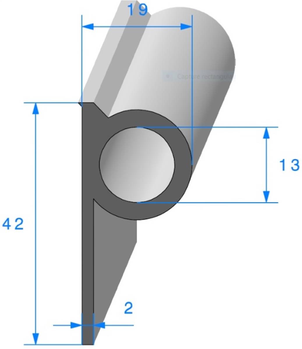 Profil caoutchouc / joint avec bourrelet adhésif rond - noir - Ø 9 mm - l:  9,5 mm x h: 9,5 mm #2156