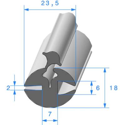 Profil REF 769- Joint pour Glaces et Pare-brise - EPDM noir 65 Shores A+/-5