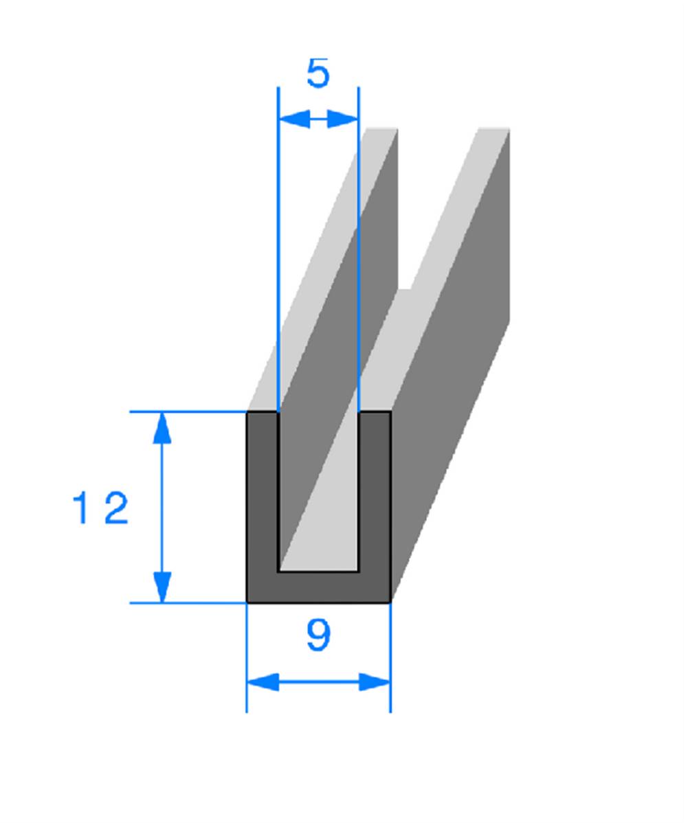 Profil REF 858- joint en U - EPDM Noir -70 Shores A+/-5