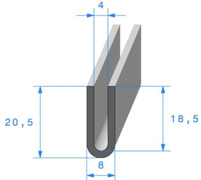 Profil REF 872- joint en U - EPDM Noir -70 Shores A+/-5