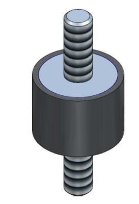 Plot Cylindrique Type Mâle/Mâle Ø25 x 20 mm - vis M6 - 55 Shore