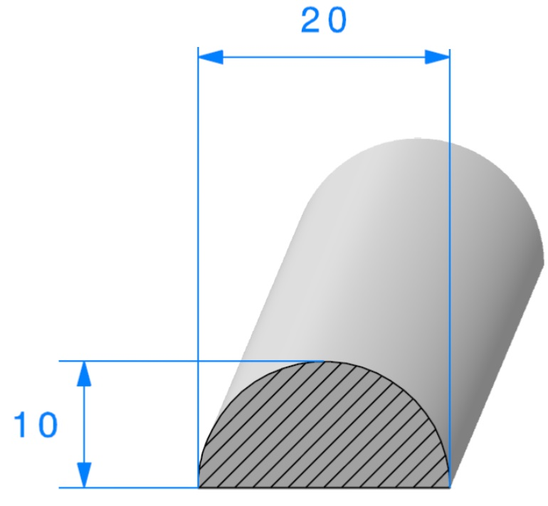 Joint Cellulaire Demi Rond REF DCM20- Mousse EPDM Noir -Ø20 MM