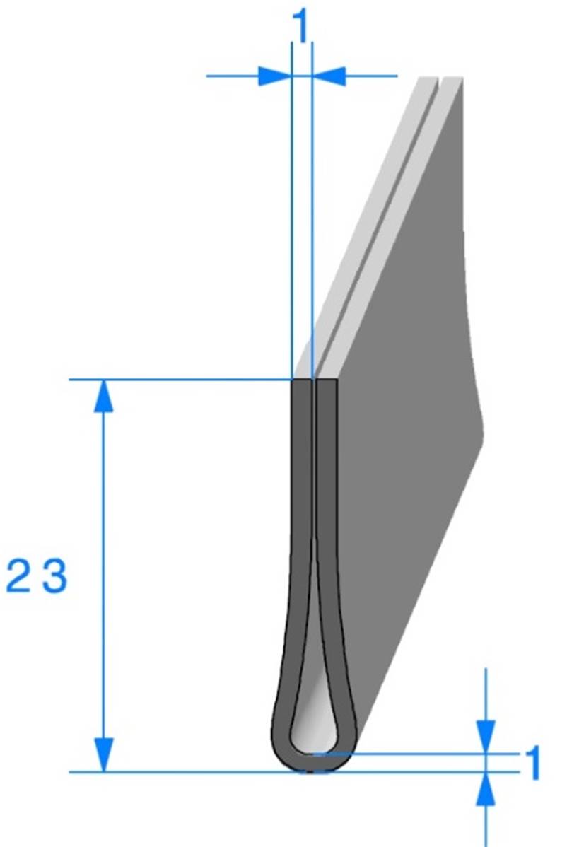 Profil REF 858- joint en U - EPDM Noir -70 Shores A+/-5