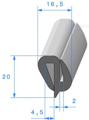 Profil REF 310- Joint pour Glaces et Pare-brise - EPDM noir 70 Shores A+/-5