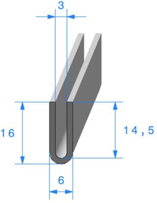 Profil REF 870- joint en U - EPDM Noir -70 Shores A+/-5