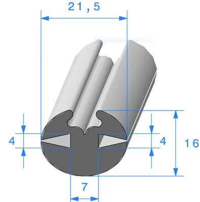 Profil REF 370- Joint pour Glaces et Pare-brise - EPDM noir 70 Shores A+/-5