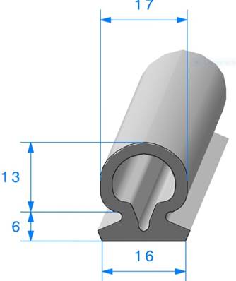 Profil REF  286 -Joint Butoir EPDM Noir -70 Shores A+/-5