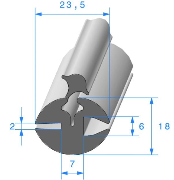 Profil REF 769- Joint pour Glaces et Pare-brise - EPDM noir 65 Shores A+/-5