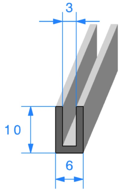 Profil joint en forme de U en caoutchouc - Azur Caoutchouc